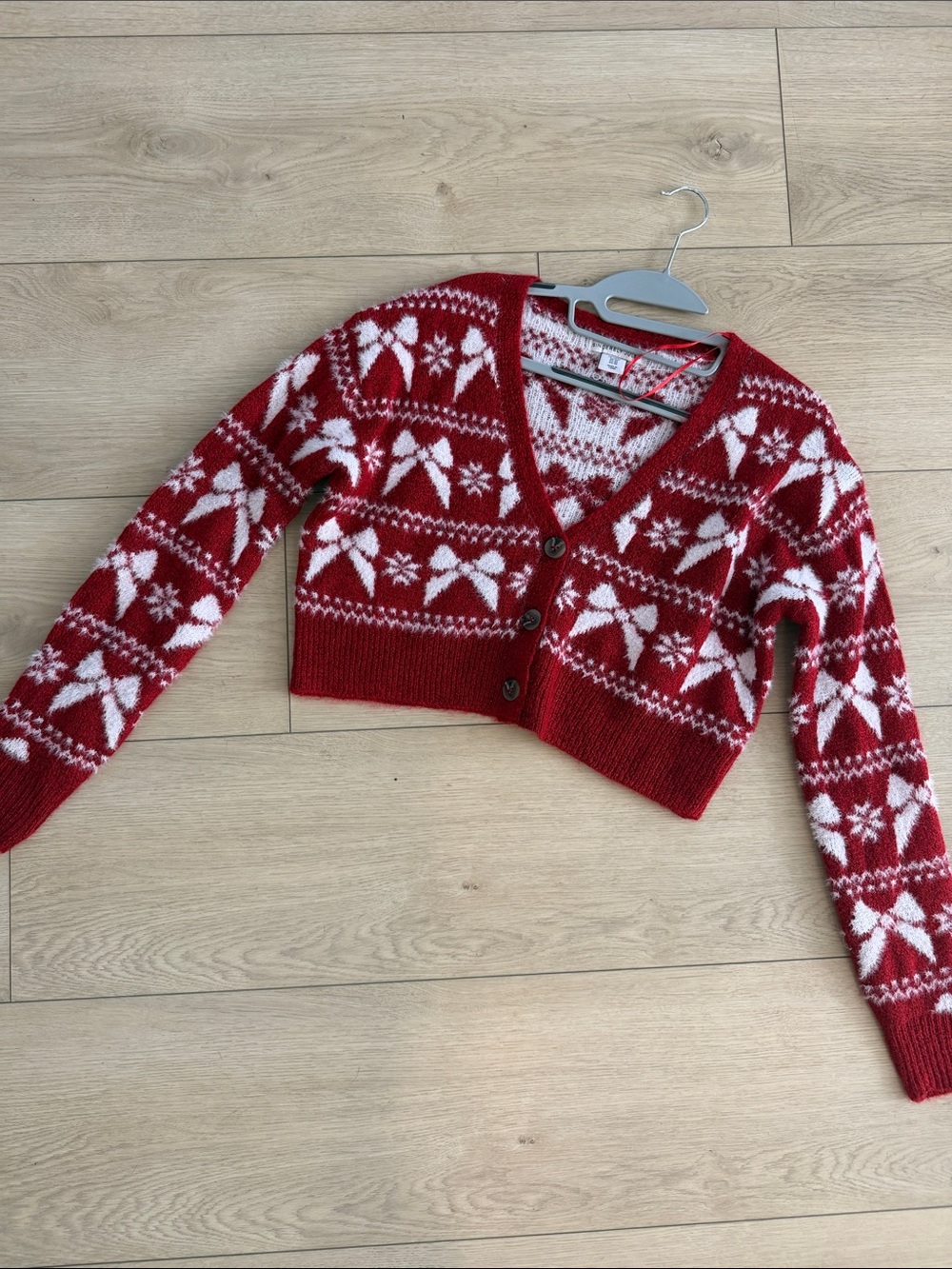 Christmas Cropped Button-Front Sweater Cardigan